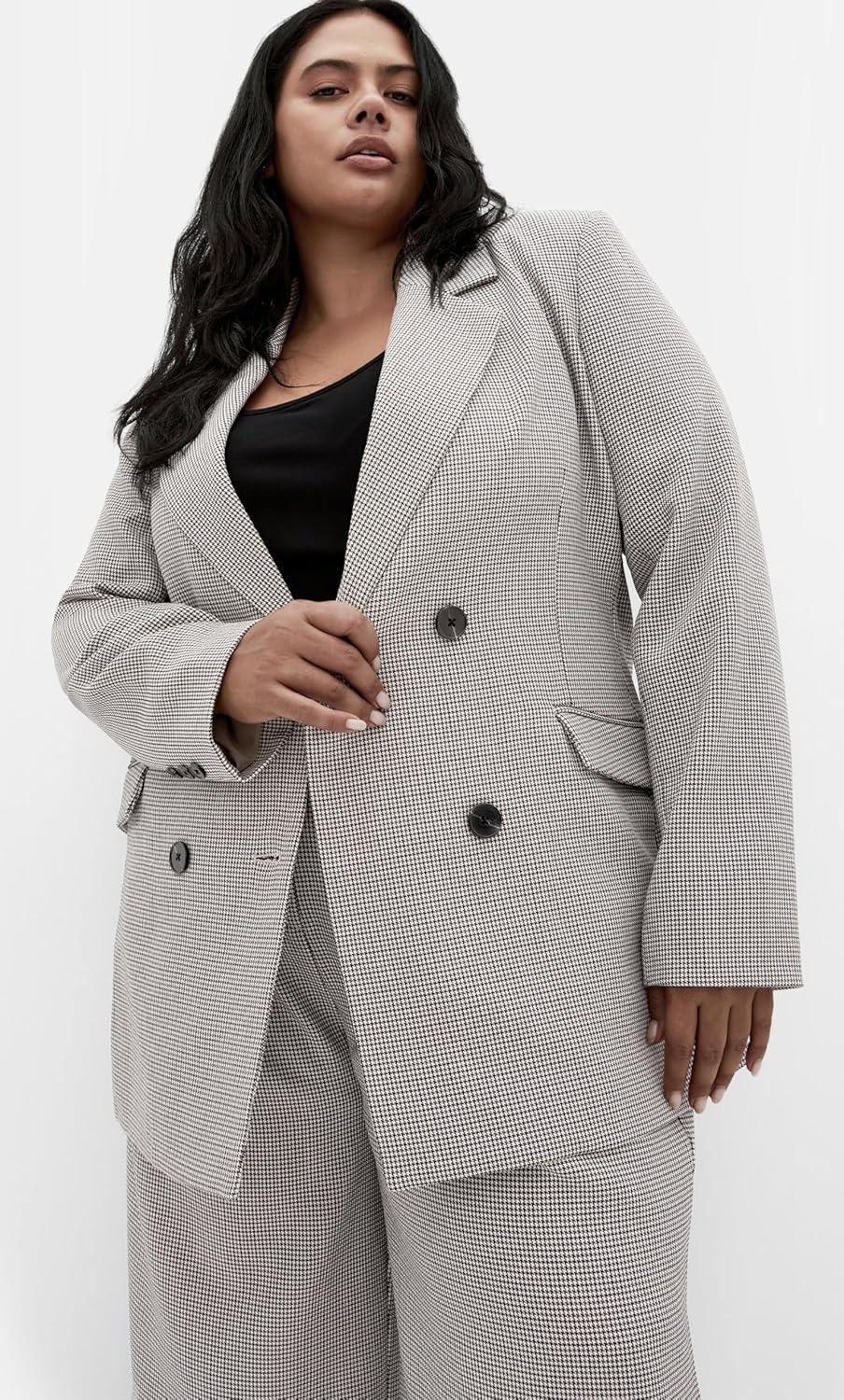 image:imageCity Chic Womens Plus Size Jacket Hailey CheckNeutral Check