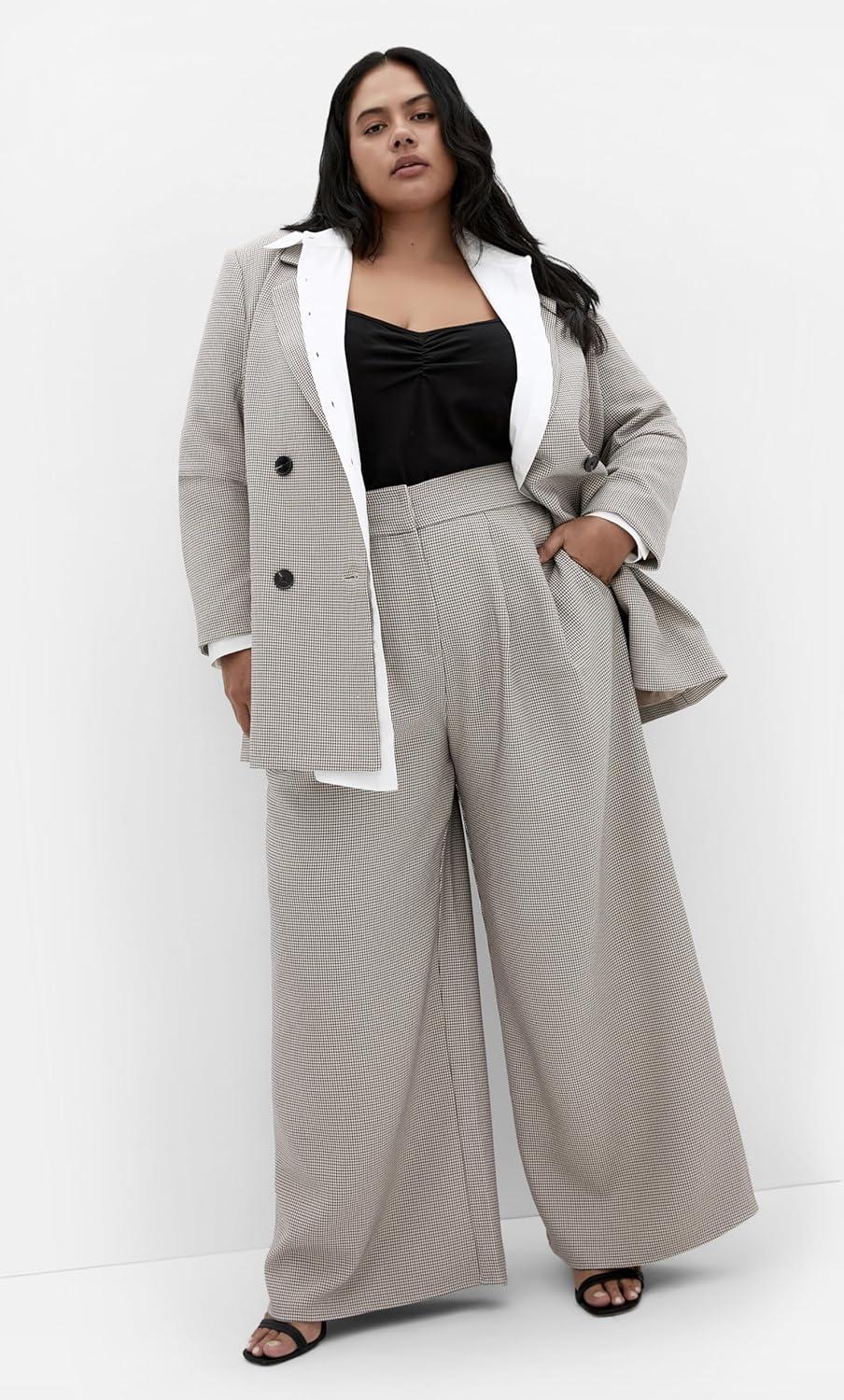 image:imageCity Chic Womens Plus Size Jacket Hailey CheckNeutral Check