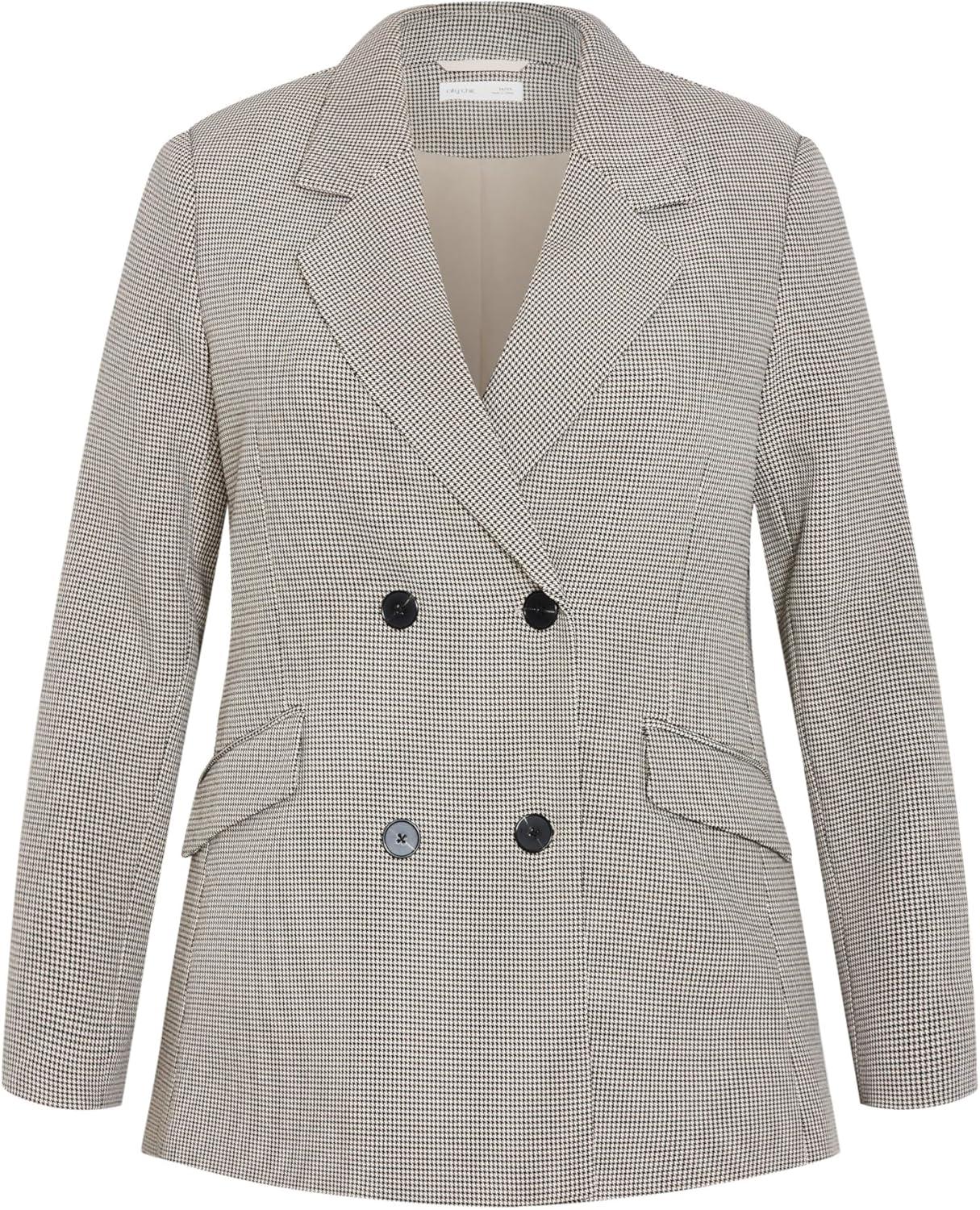 image:imageCity Chic Womens Plus Size Jacket Hailey CheckNeutral Check