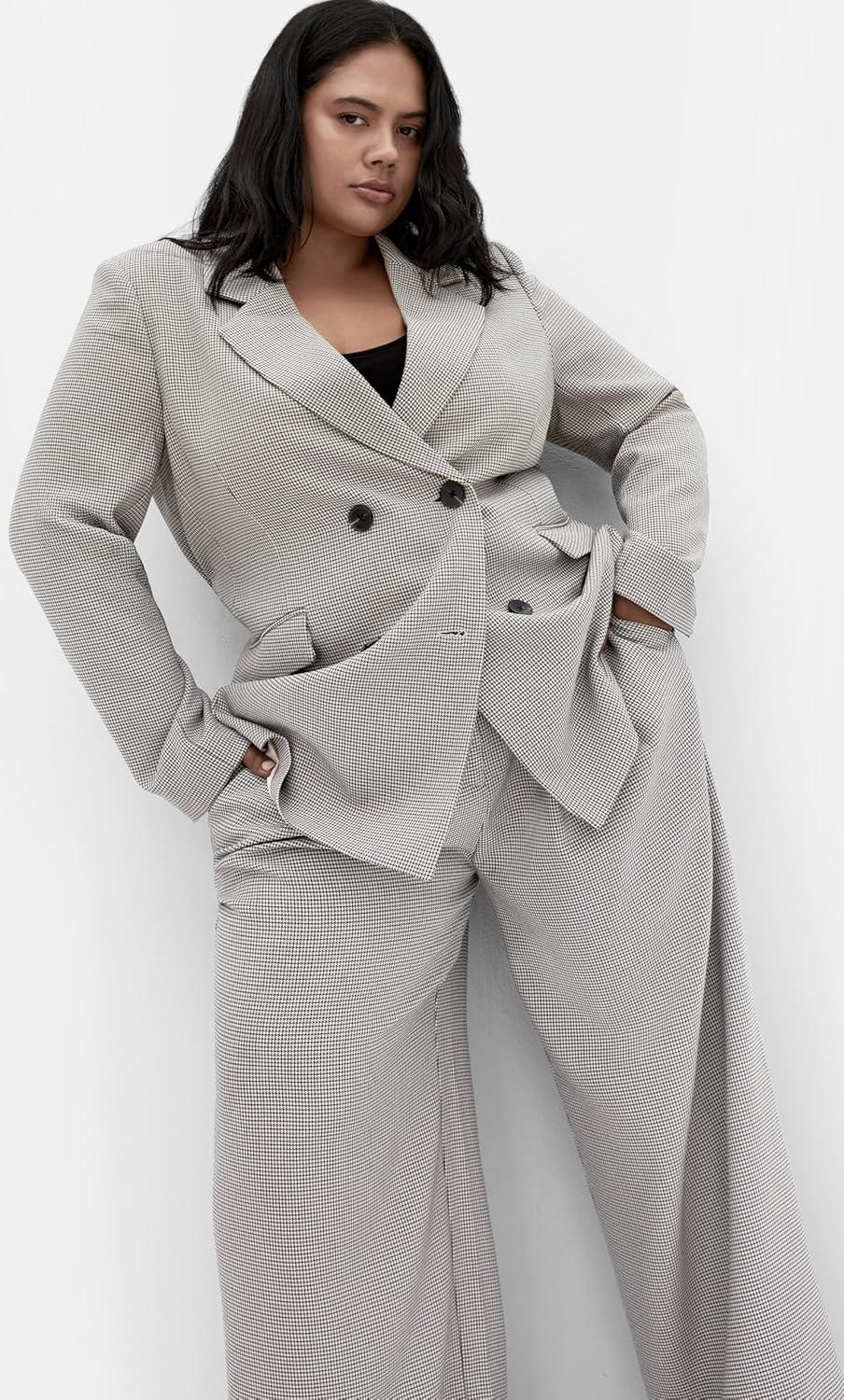 image:imageCity Chic Womens Plus Size Jacket Hailey CheckNeutral Check