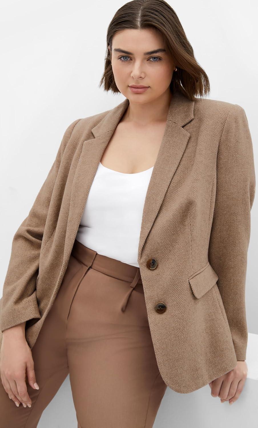 image:imageCity Chic Womens Plus Size Jacket Oxford CorduroyCaramel