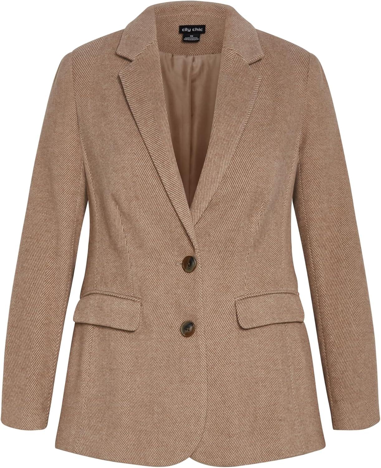 image:imageCity Chic Womens Plus Size Jacket Oxford CorduroyCaramel