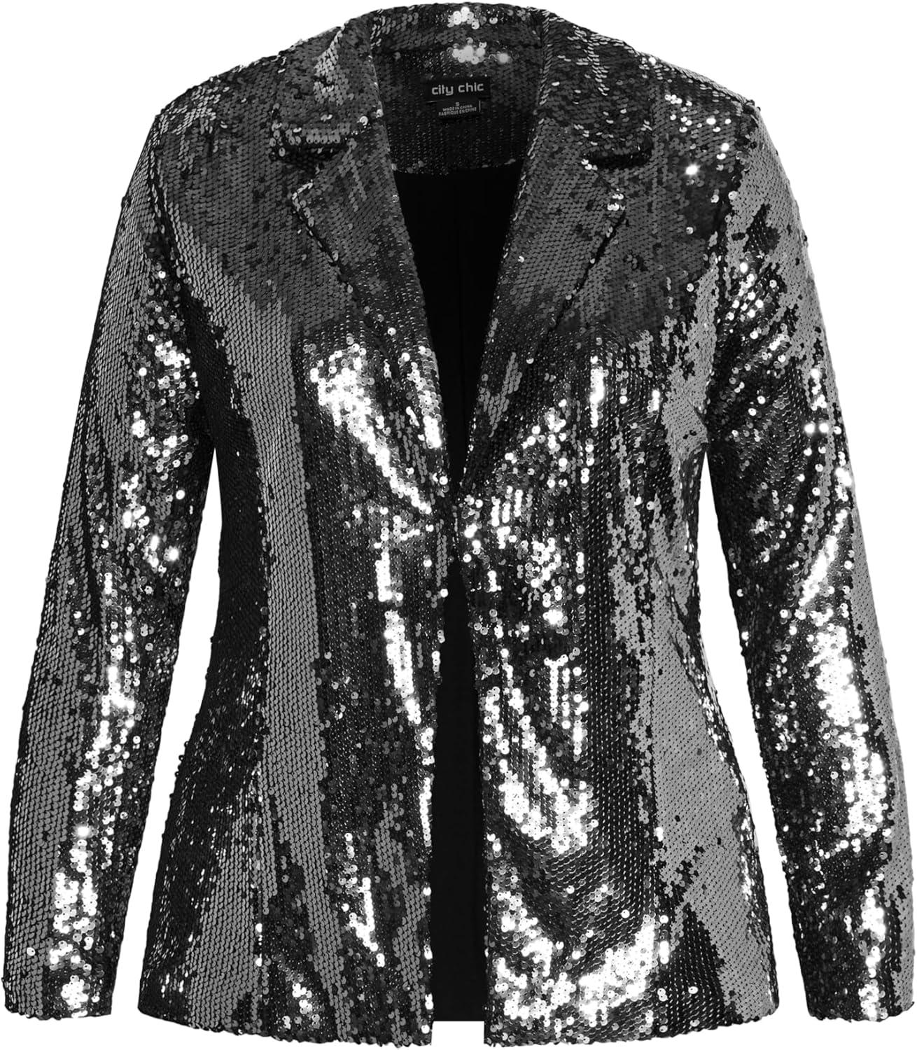 image:imageCity Chic Womens Plus Size Jacket Sequin SeductionGunmetal