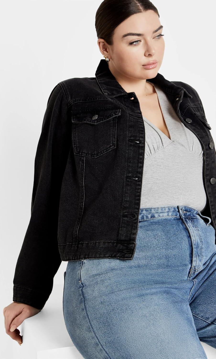 image:imageCity Chic Womens Plus Size Jacket Tia Denim