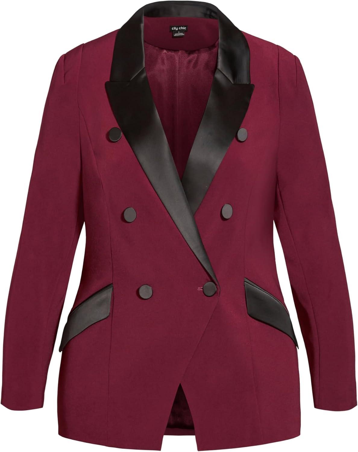 image:imageCity Chic Womens Plus Size Jacket Tuxe LuxeClaret