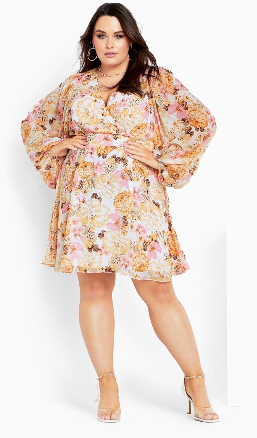 image:imageCity Chic Womens Plus Size Juliet Print DressIvory Stella Floral