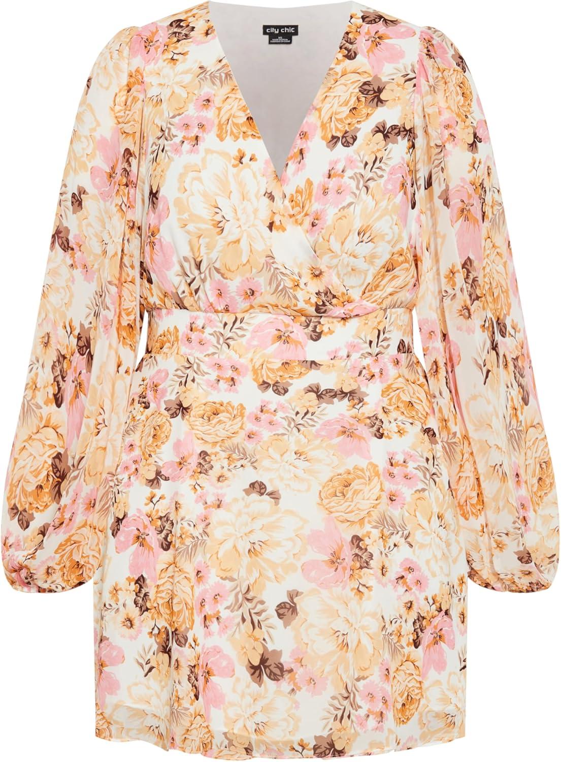 image:imageCity Chic Womens Plus Size Juliet Print DressIvory Stella Floral