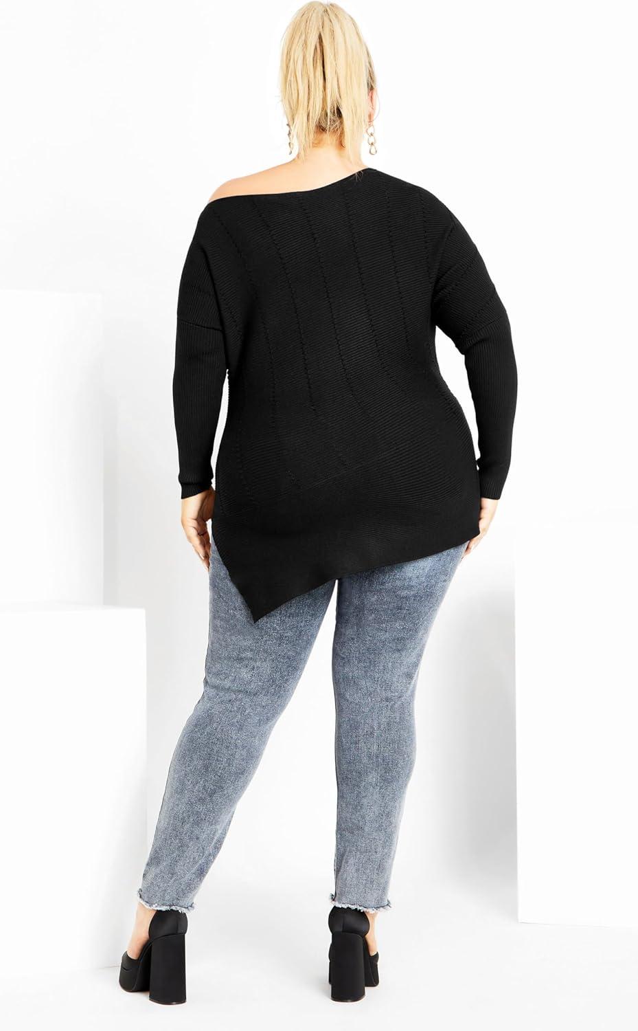 image:imageCity Chic Womens Plus Size Lean in SweaterBlack