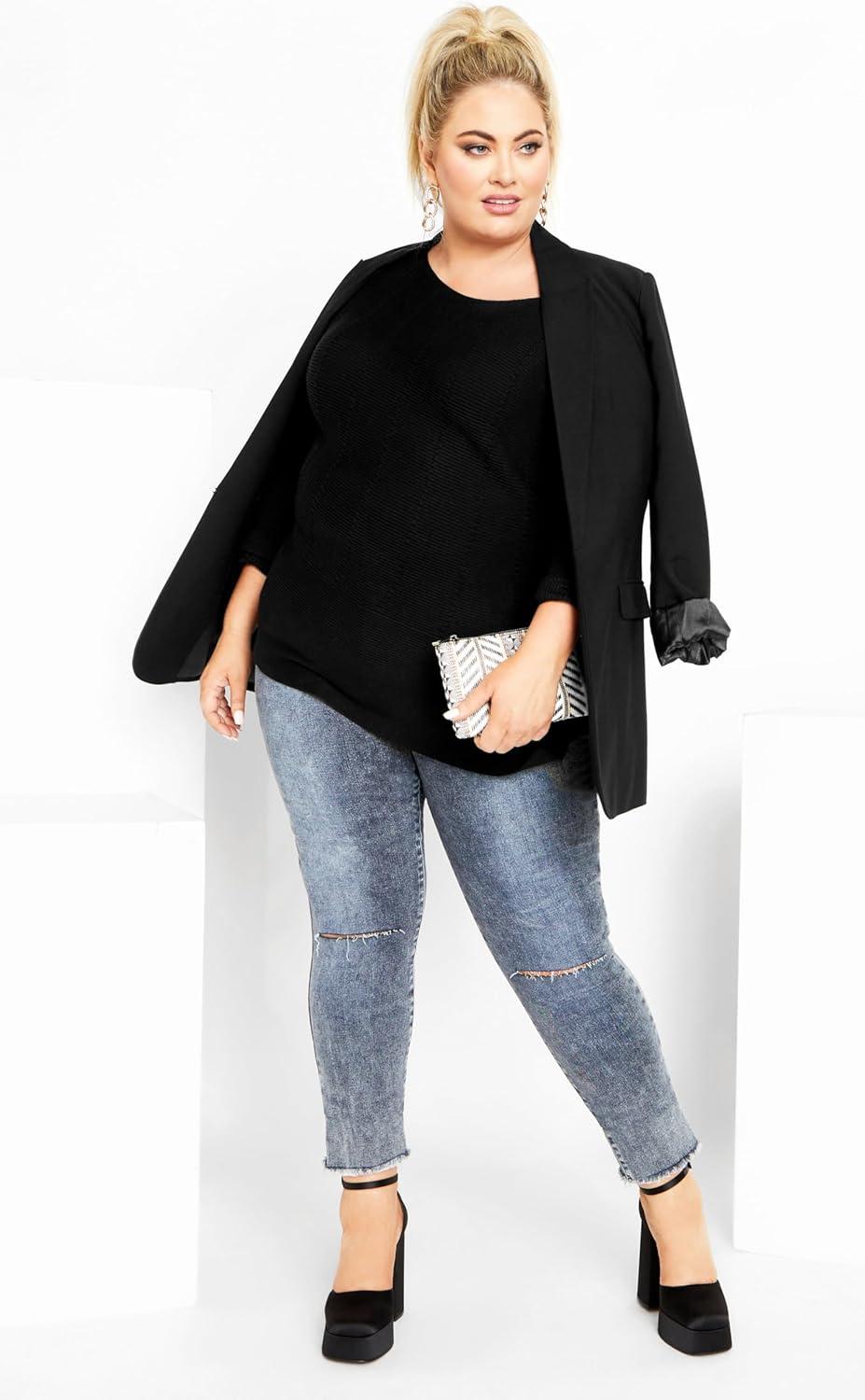 image:imageCity Chic Womens Plus Size Lean in SweaterBlack
