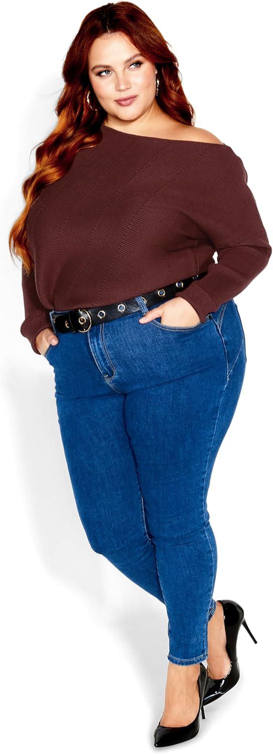 image:imageCity Chic Womens Plus Size Lean in SweaterBordeaux