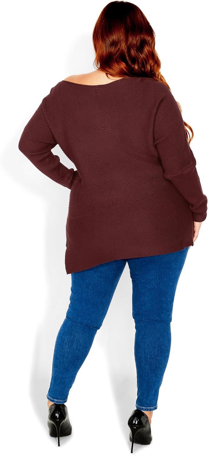 image:imageCity Chic Womens Plus Size Lean in SweaterBordeaux
