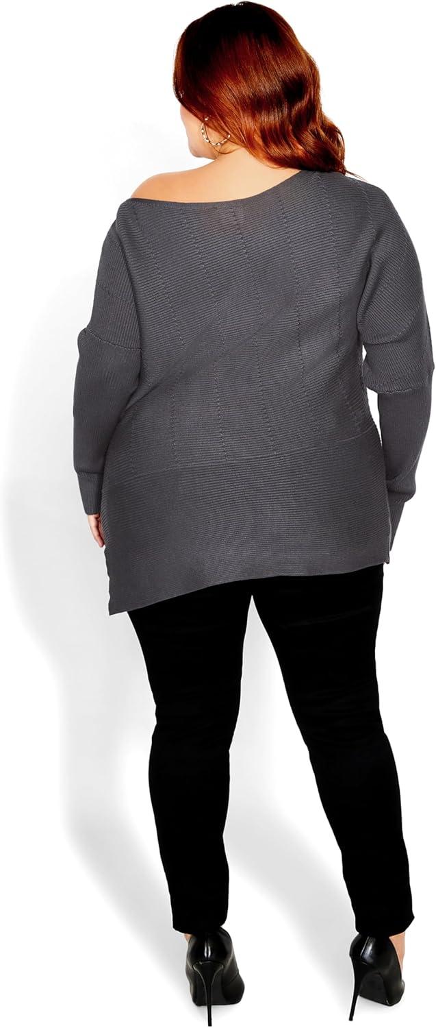 image:imageCity Chic Womens Plus Size Lean in SweaterSmoke