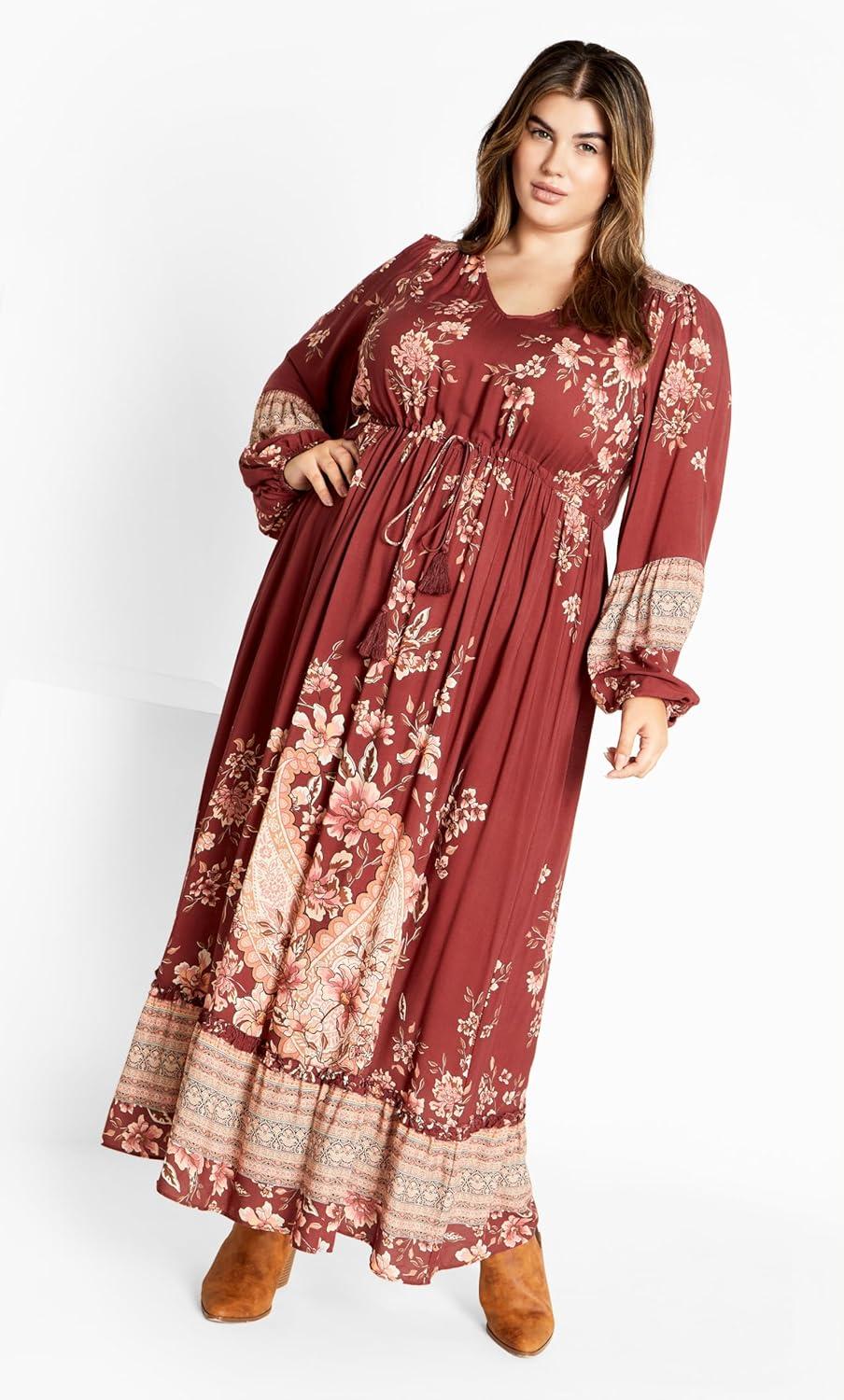 image:imageCity Chic Womens Plus Size Maxi Faith DressDesert Rose Paisley
