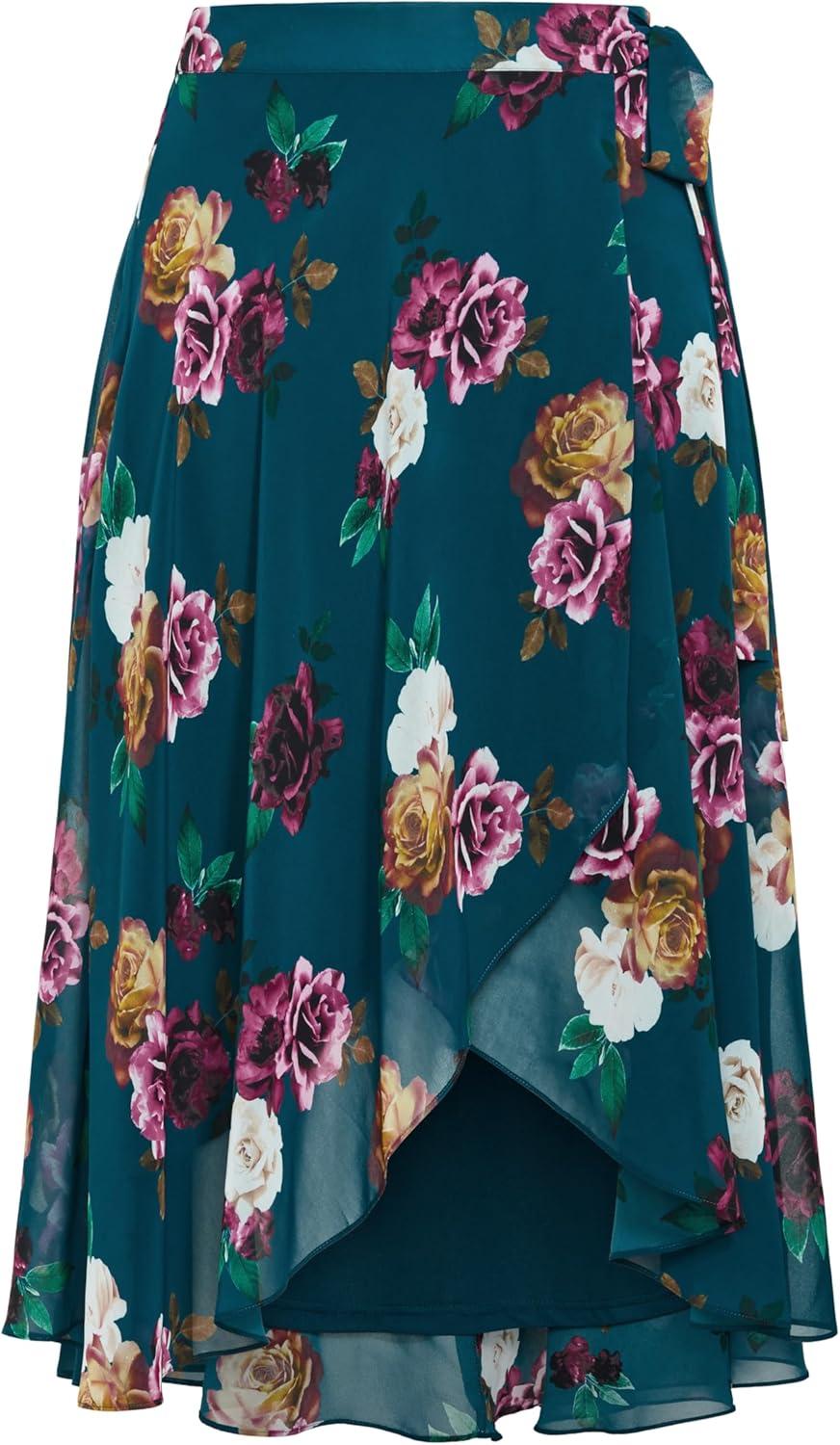 image:imageCity Chic Womens Plus Size Michaela Print SkirtTeal Bright Desire
