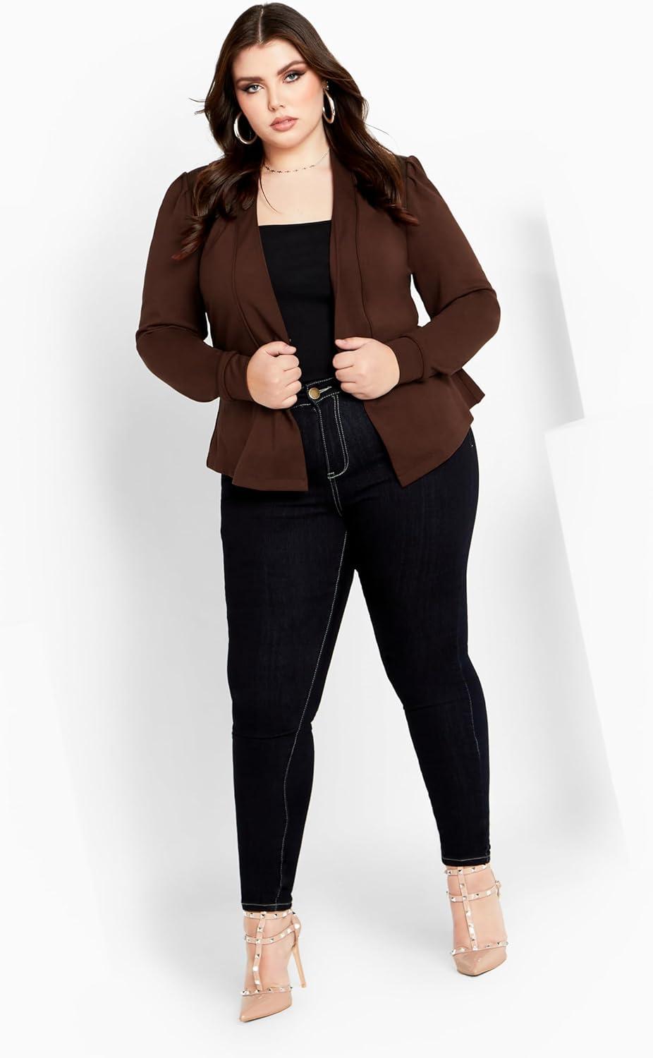 image:imageCity Chic Womens Plus Size Piping Praise JacketTruffle