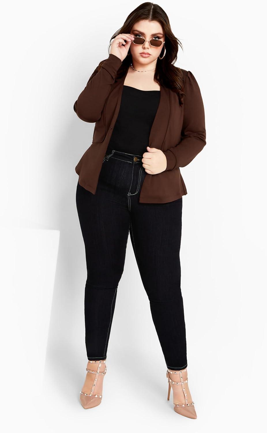 image:imageCity Chic Womens Plus Size Piping Praise JacketTruffle