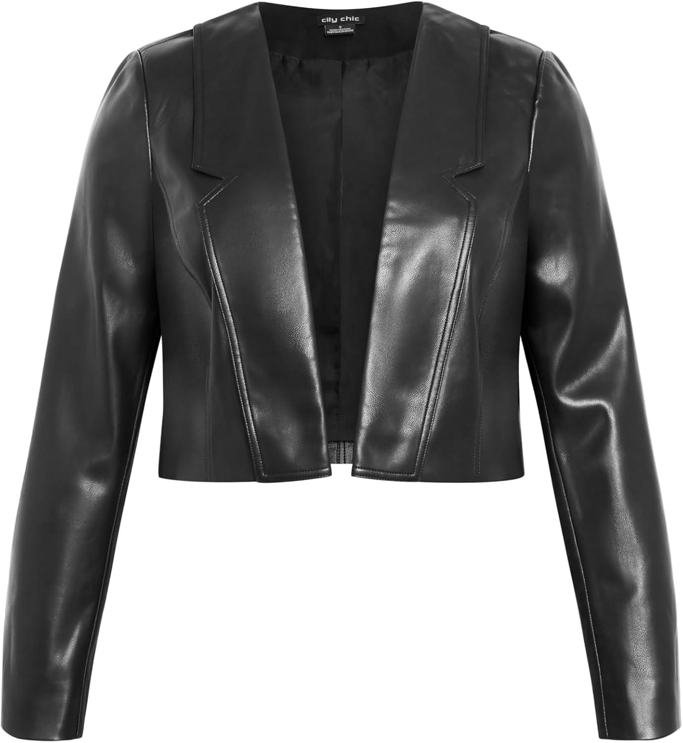 image:imageCity Chic Womens Plus Size Serena Faux Leather JacketBlack