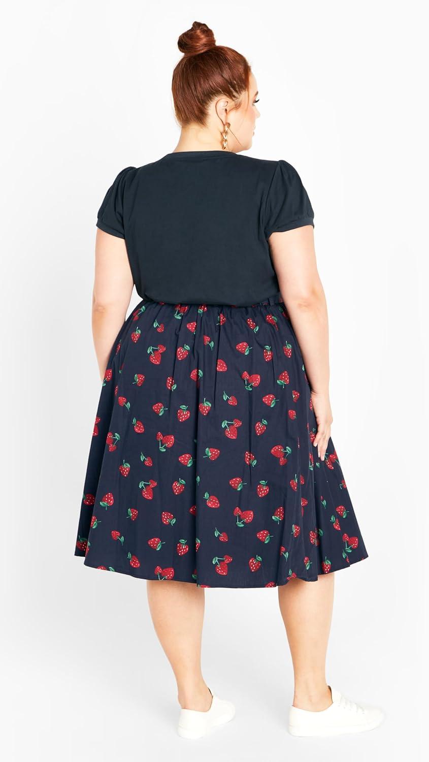 image:imageCity Chic Womens Plus Size Siena SkirtNavy Strawberry Prt
