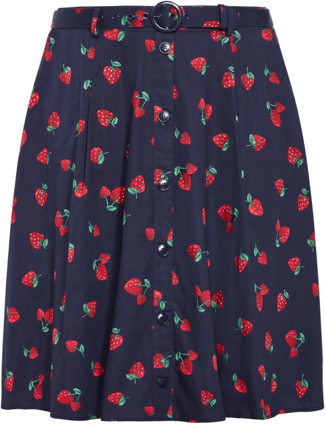 image:imageCity Chic Womens Plus Size Siena SkirtNavy Strawberry Prt