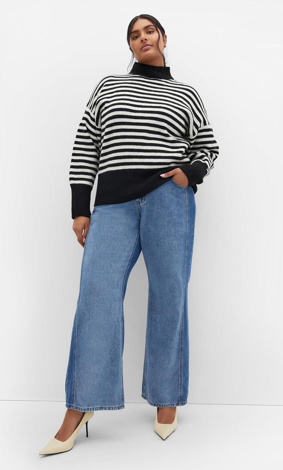 image:imageCity Chic Womens Plus Size Sweater Hampstead Narrow StripeNarrow Stripe