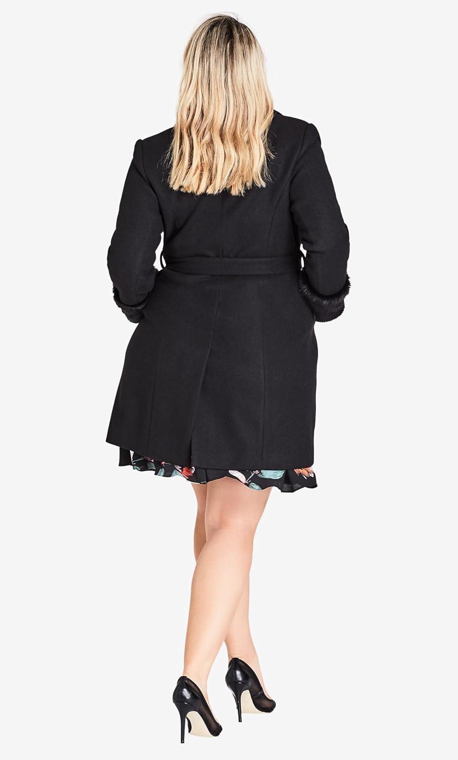 image:imageCity Chic womens Cuff Detailed Solid CoatBlack