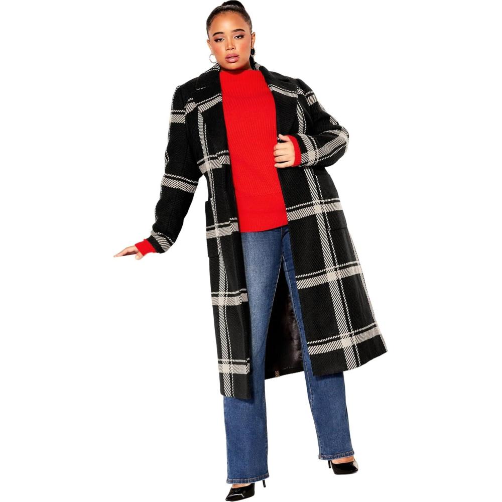 image:imageCITY CHIC Plus Size Coat Checkmate CoatBlack