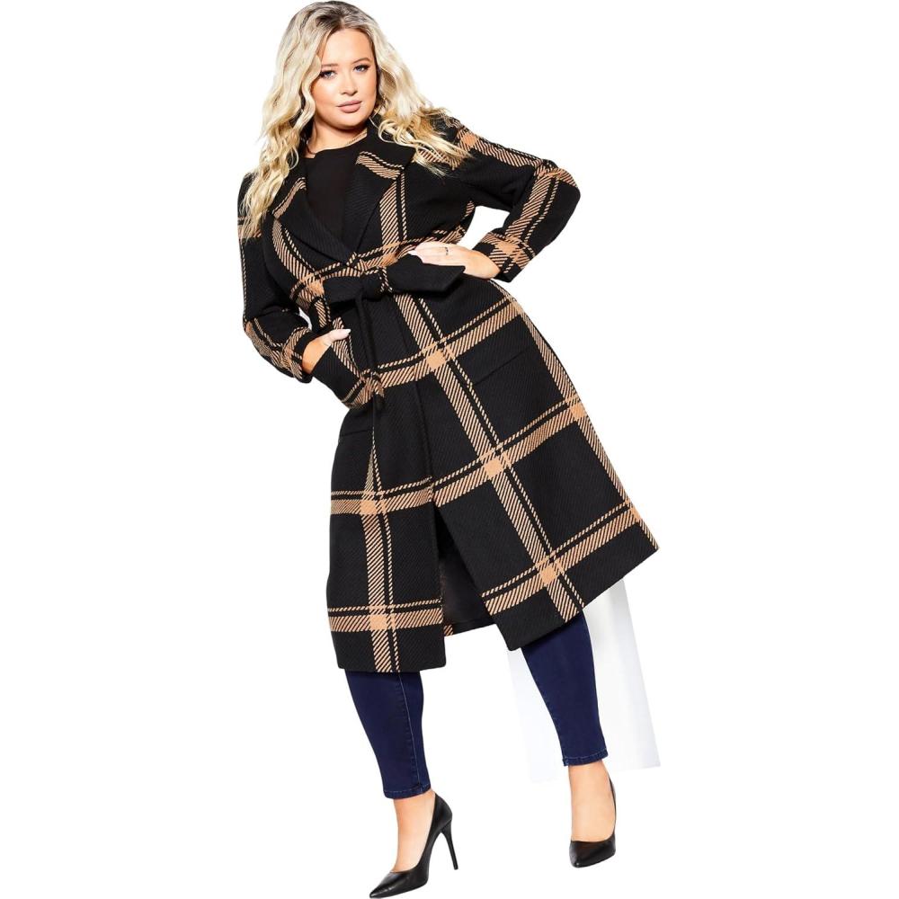 image:imageCITY CHIC Plus Size Coat Checkmate CoatCaramel