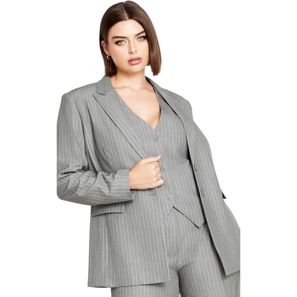 image:imageCITY CHIC Plus Size Jacket Jazmin Pinstripe Jacket
