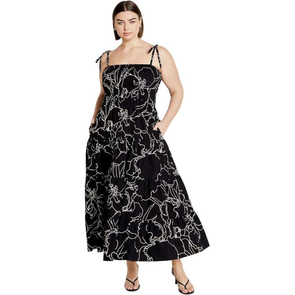 image:imageCity Chic Marli Print Maxi DressBlk Wild Flower