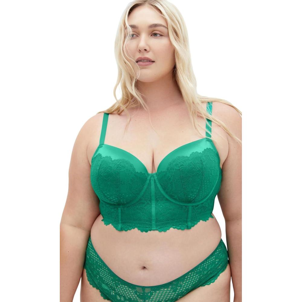 image:imageCity Chic Plus Size Bra Allure Demi Longline BraKelly Green