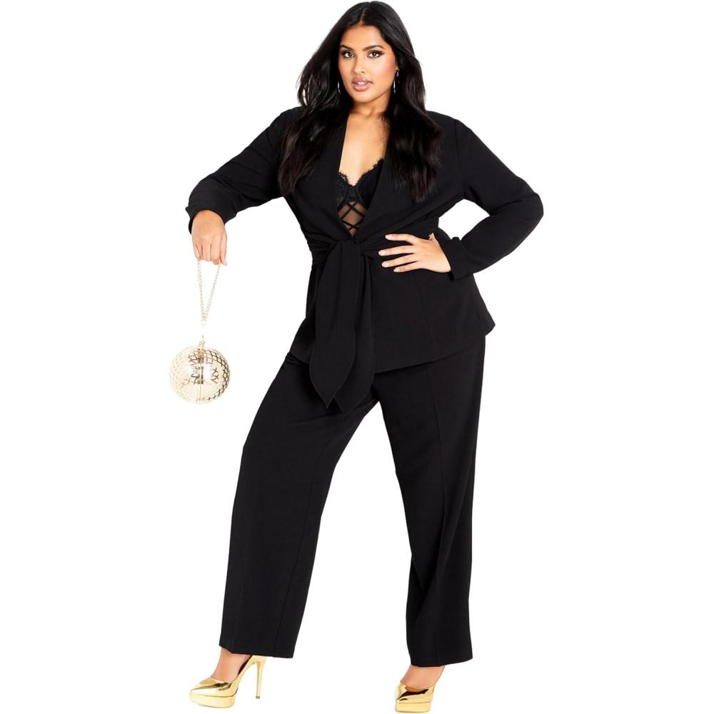 image:imageCity Chic Plus Size Jacket Audrie Collarless Textured JacketBlack
