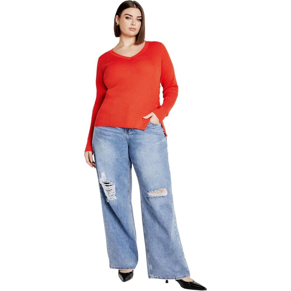 image:imageCity Chic Womens Plus Size Charlie SweaterBlood Orange