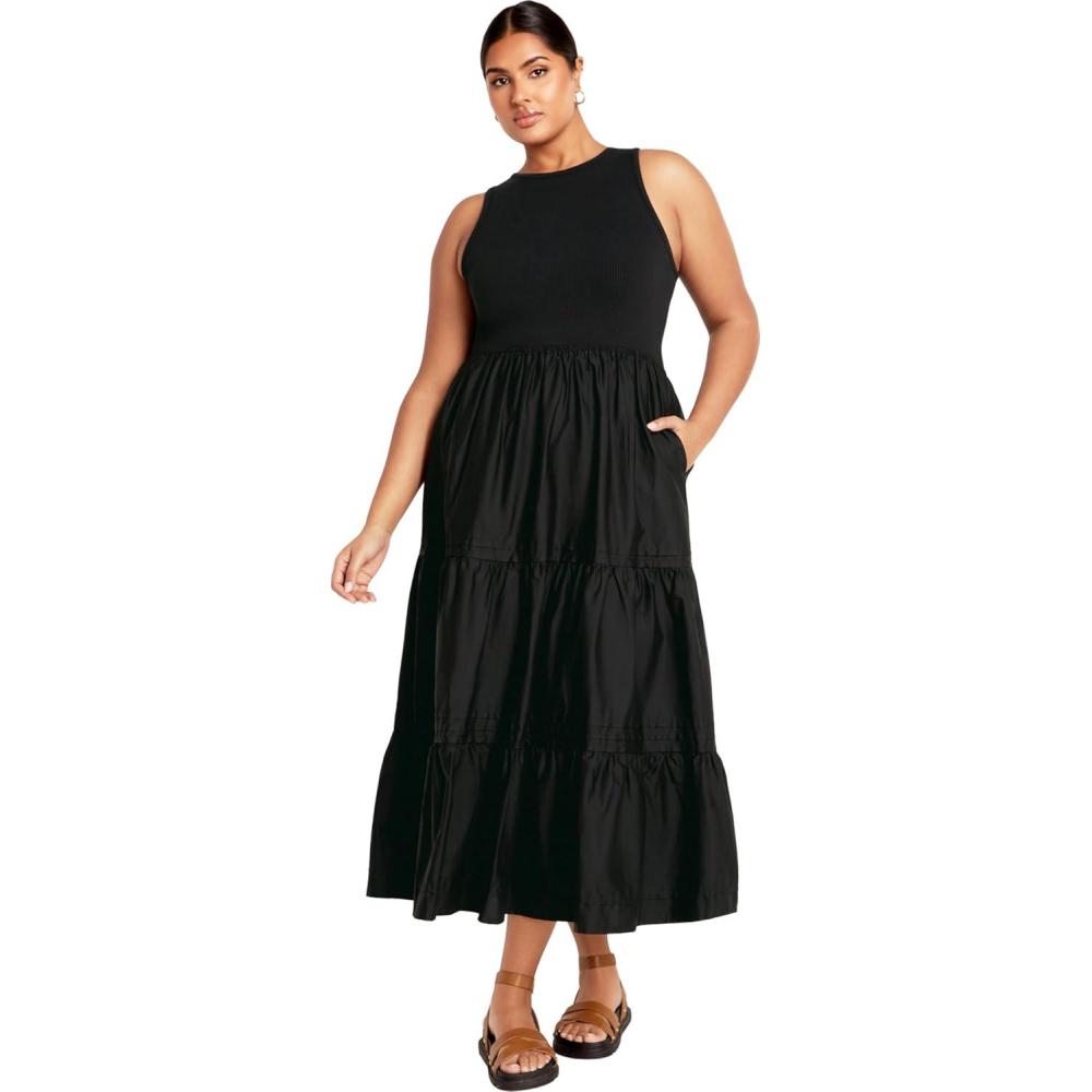 image:imageCity Chic Womens Plus Size Chelsea Mixed Media DressBlack