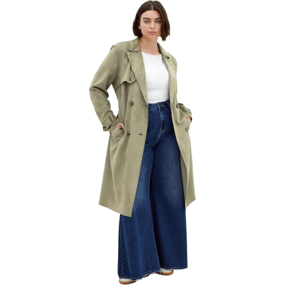 image:imageCity Chic Womens Plus Size Coat Cornwall TrenchDeep Sage