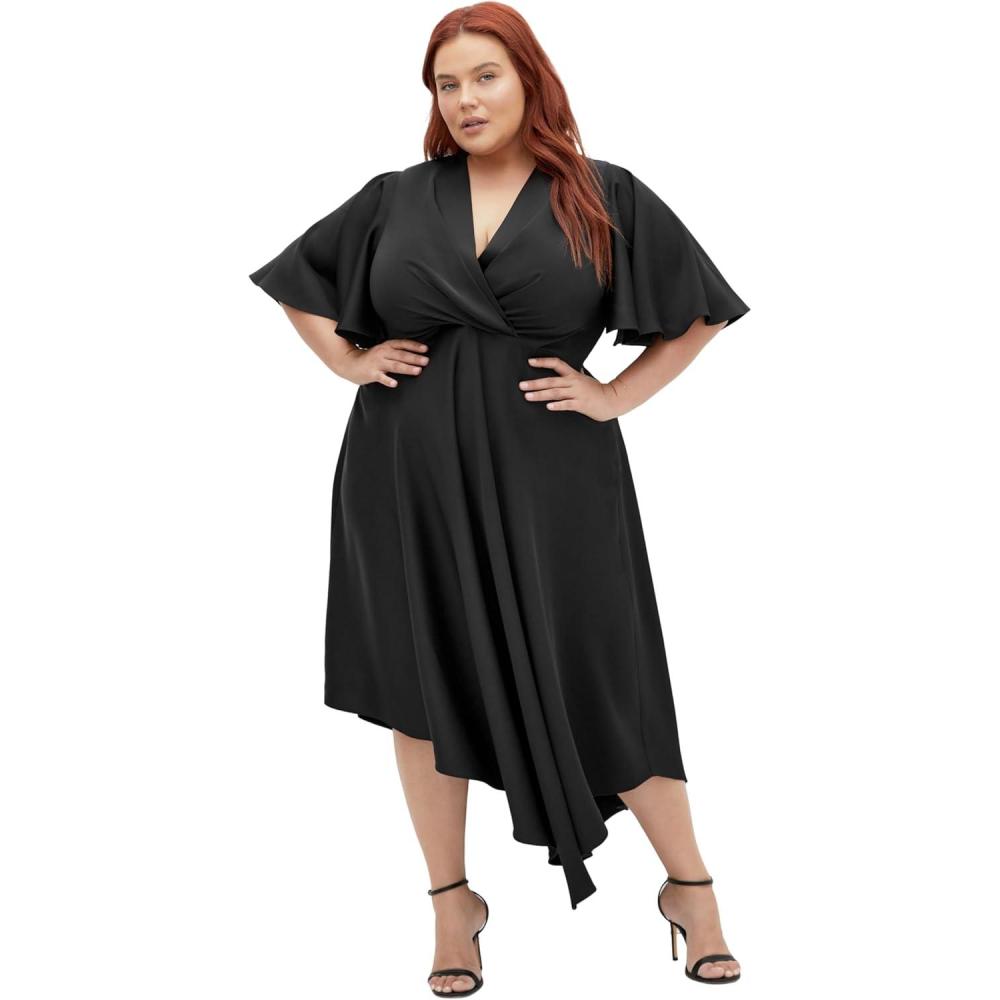 image:imageCity Chic Womens Plus Size Cocktail Dress  Scarlette FlutterBlack