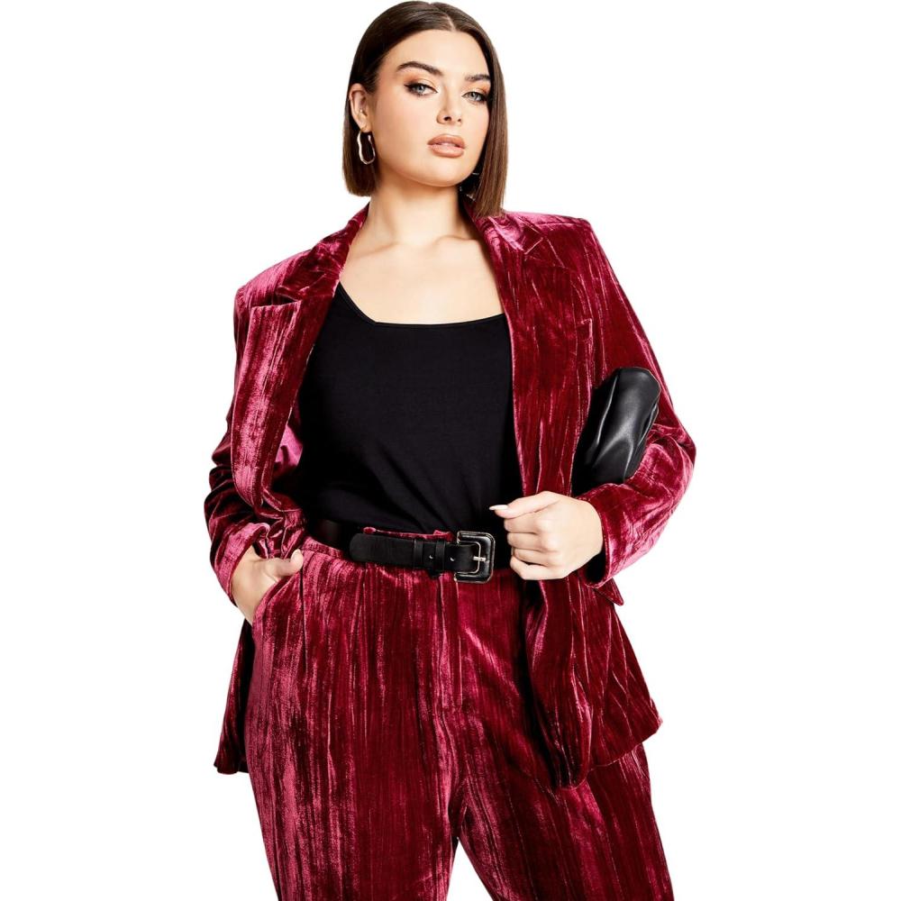 image:imageCity Chic Womens Plus Size Crushed JacketCabernet