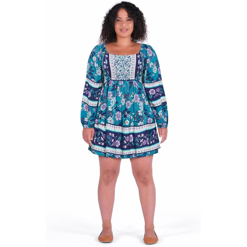 image:imageCity Chic Womens Plus Size Dress Rose MiniBlue Border
