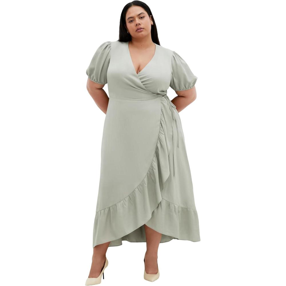 image:imageCity Chic Womens Plus Size Dress  Sarina Wrap MidiSoft Sage