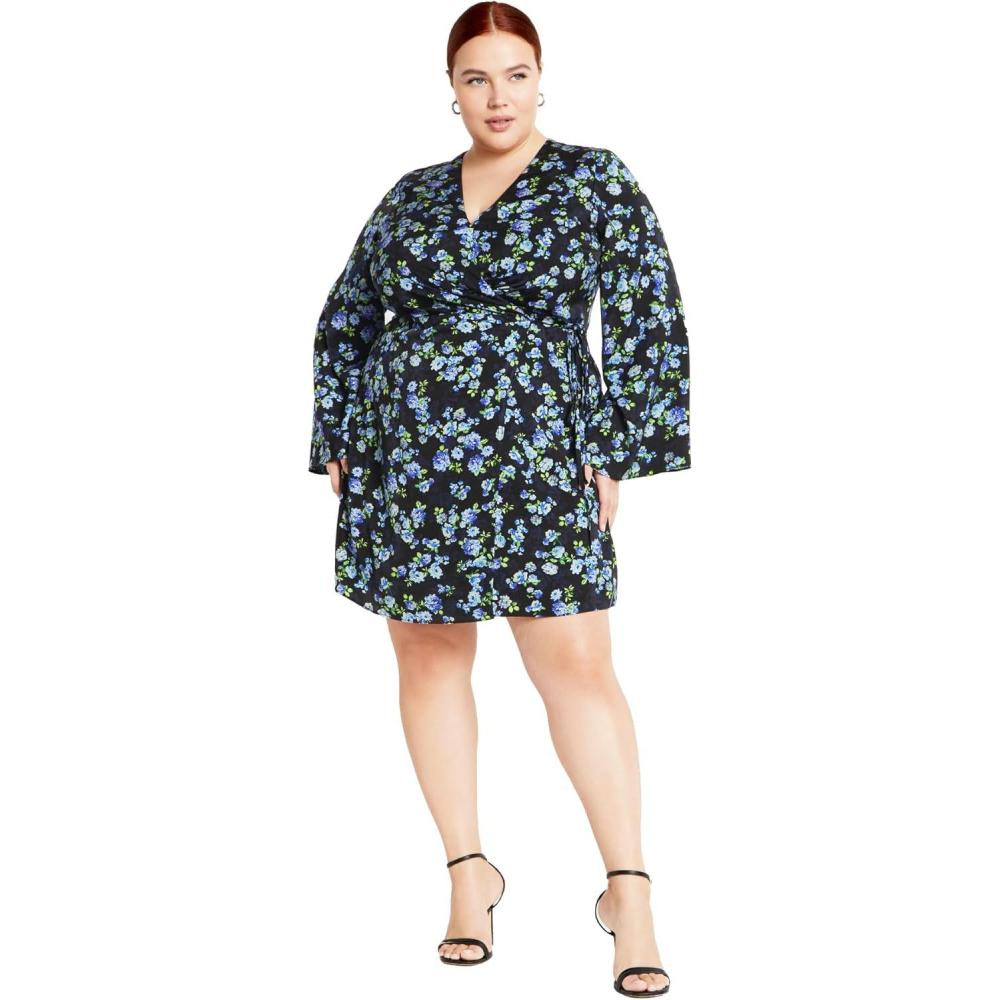 image:imageCity Chic Womens Plus Size Dress Lenna PRTBlue Mini Blooms