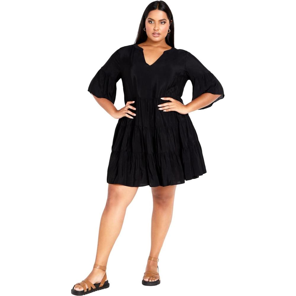 image:imageCity Chic Womens Plus Size DressNathalie Tiered MiniBlack