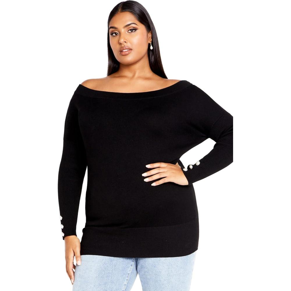 image:imageCity Chic Womens Plus Size Intrigue SweaterBlack