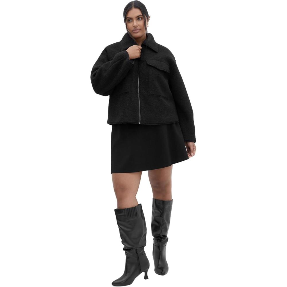 image:imageCity Chic Womens Plus Size Jacket  Boucle Zip FrontBlack