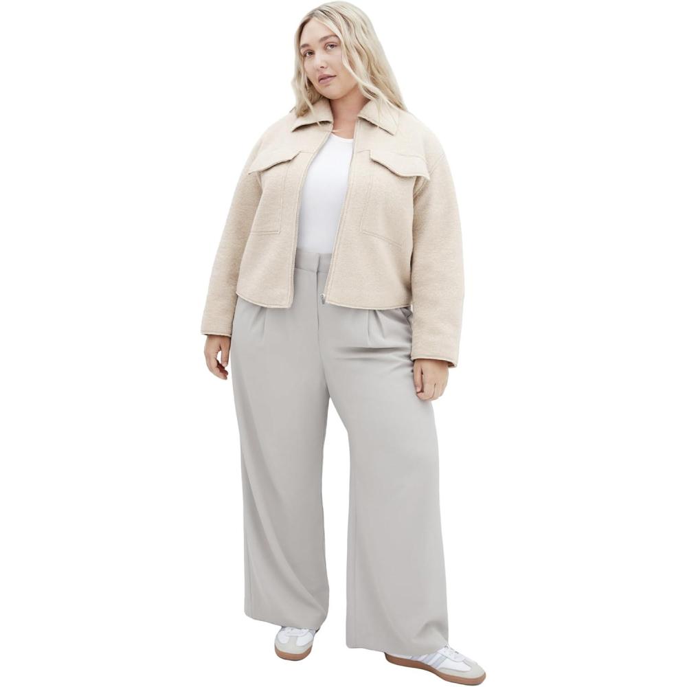 image:imageCity Chic Womens Plus Size Jacket  Boucle Zip FrontTaupe