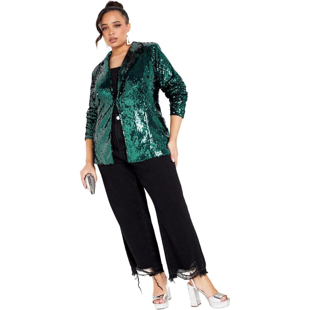 image:imageCity Chic Womens Plus Size Jacket Sequin SeductionEmerald