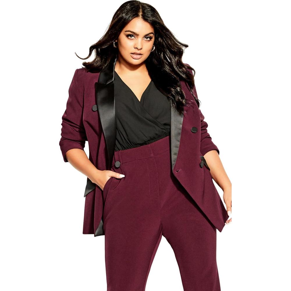 image:imageCity Chic Womens Plus Size Jacket Tuxe LuxeClaret