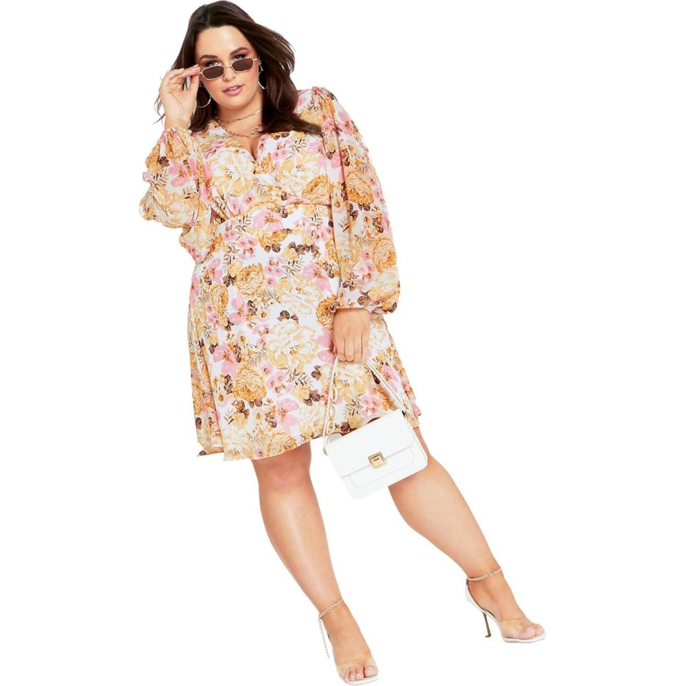 image:imageCity Chic Womens Plus Size Juliet Print DressIvory Stella Floral