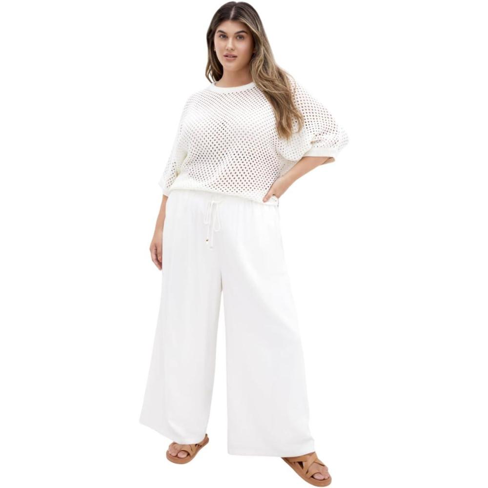 image:imageCity Chic Womens Plus Size Top  Crochet KnitIvory
