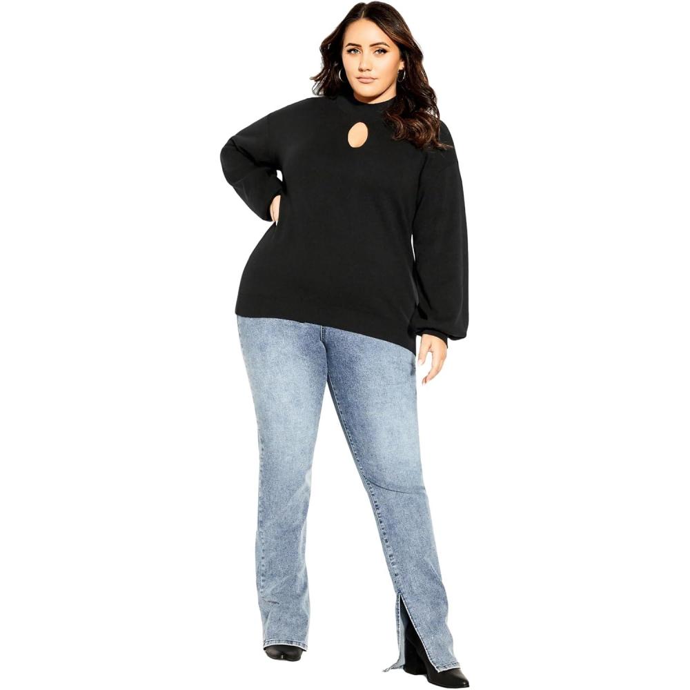 image:imageCity Chic Womens Size SweaterEvelyn Sand 20 PlusBlack