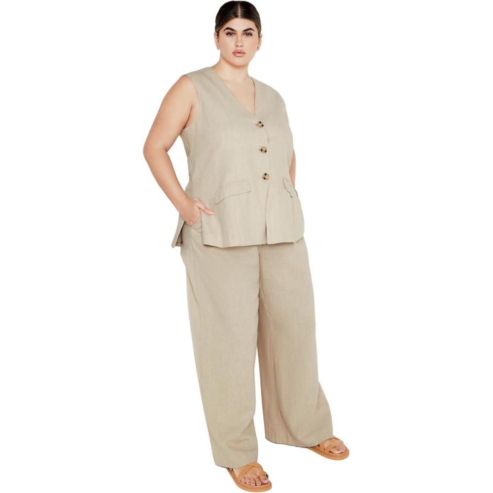 image:imageCity Chic womens Jacket Nala Sleeveless LinenStone