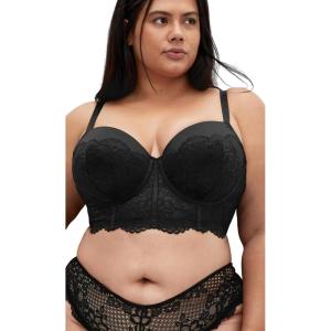 City Chic Plus Size Bra, Allure Demi Longline Bra(Black)